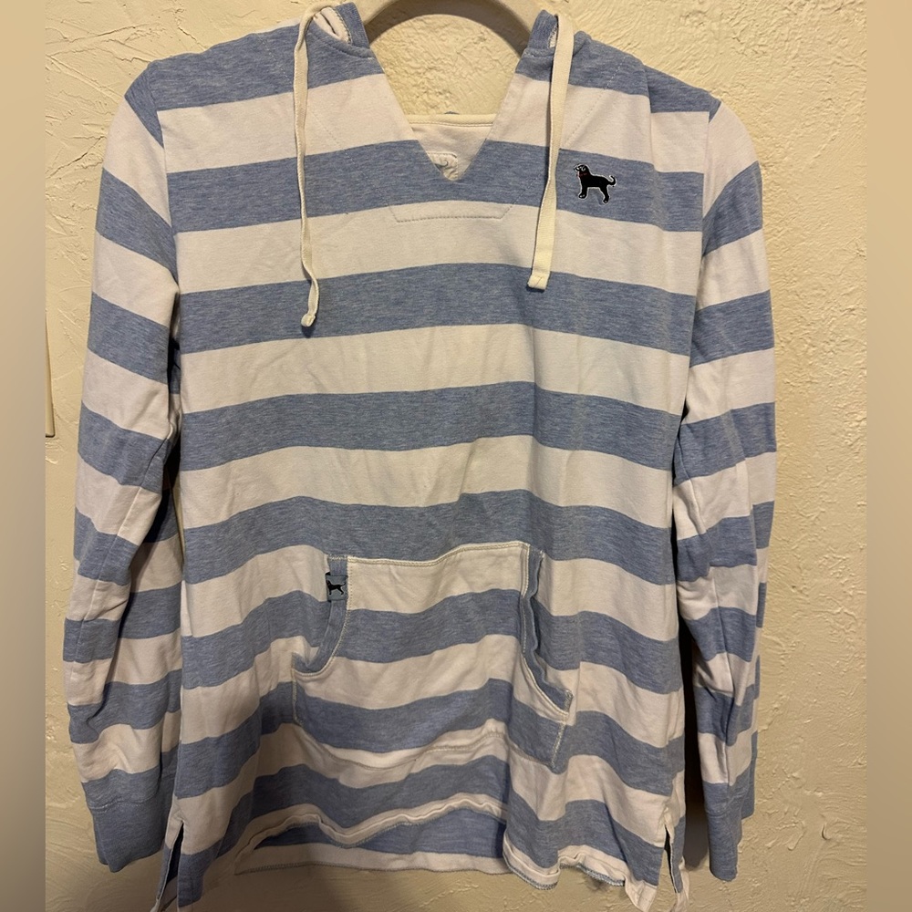 Black Dog Blue & White Striped Sweatshirt, sz S